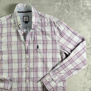 johnnie-O Mens Medium Plaid Button Down Shirt West Coast Prep Casual